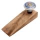 Blue Sapphire Hue Golden Pattern Ceramic Wooden Door Stopper